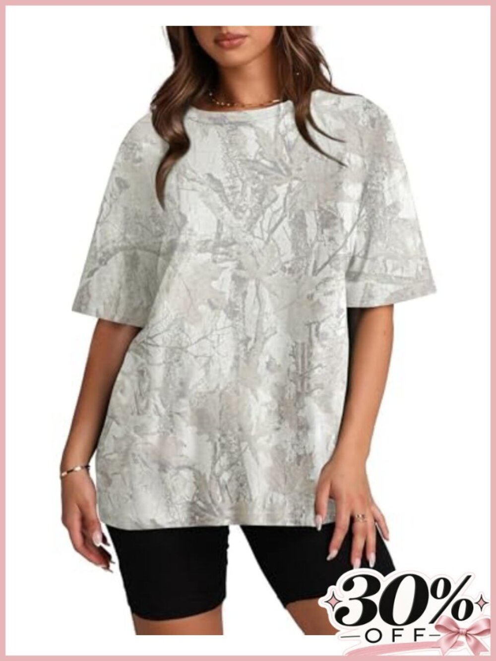 Oversized Camo Graphic Tee Cotton Blend Short Sleeve Crewneck Streetwear